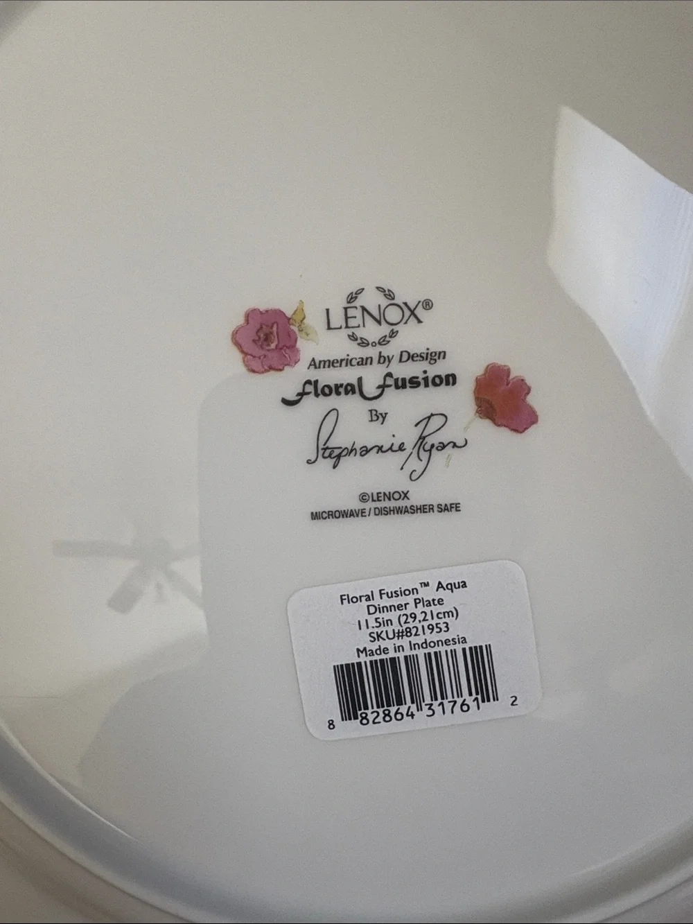 NEW Lenox Floral Fusion Aqua Turquoise Rim Dinner Plates - Set of 4 RARE 11.5”